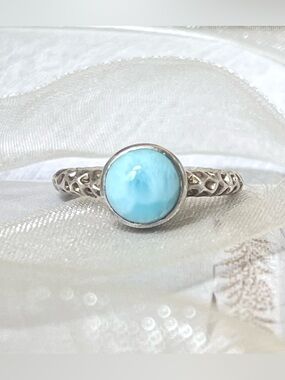 925 Sterling silver Larimar Ring  (US 8) “B O H O”